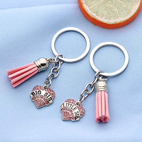 Coagurmes - Llavero con borla para niña y mujer, diseño de hermana pequeña, color rosa