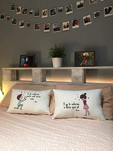 Cojines personalizados con el nombre, tamaño 50x30cm, regalo san valentin novios aniversario, regalos originales y únicos, ideal para decoración sofá o cama
