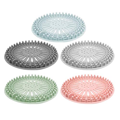 Colector de cabello, Cubiertas de drenaje de ducha de silicona, Filtro de drenaje de fregadero para bañera, baño, Cocina, Fácil de instalar y limpiar, Suministros de herramientas para el hogar 5 Pack