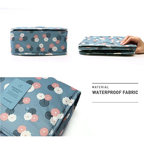 Colgando del Organizador del Recorrido del Artículo de Tocador Bolsa de Cosméticos con Compartimientos Múltiples-Vino flor