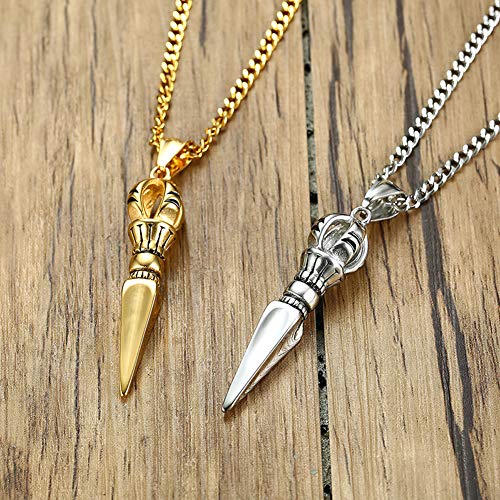 Colgante de acero inoxidable con forma de mano mágica con forma de lágrima de alta imitación, joyería para hombre, colgante simple y creativa, joyería de varias tendencias, collar, 123, dorado, Size