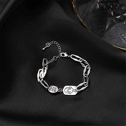 Collar Personalidad Simple Little Boy Pulsera Personalidad Hip-Hop Letter Charm Cute Cartoon Nicho Can Pulsera Ajustable