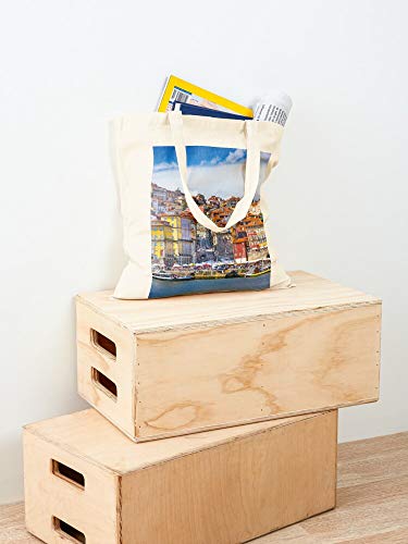 Color Porto Urban City Modern Architecture Cool Old Portugal Tote Cotton Very Bag | Bolsas de supermercado de lona Bolsas de mano con asas Bolsas de algodón duraderas