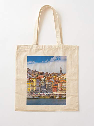 Color Porto Urban City Modern Architecture Cool Old Portugal Tote Cotton Very Bag | Bolsas de supermercado de lona Bolsas de mano con asas Bolsas de algodón duraderas