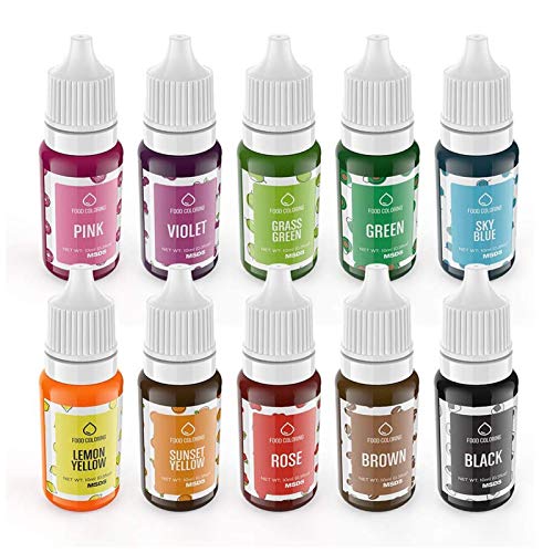 Colorante Alimentario liquido set, Wayin 10ML Colorante Alta Concentración Para los Bebidas Reposteria Pasteles Galletas Macaron Fondant Colorear (10pcs)