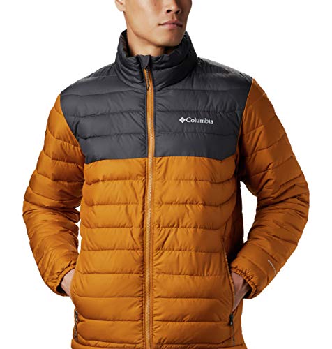 Columbia Powder Lite Jacket Chaqueta, Hombre, Amarillo (Burnished Amber/Shark), M