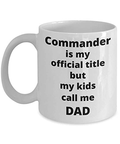Comandante Papá Taza de café Divertida idea de regalo para el Ejército Armada Marina Fuerza Aérea Oficial de Policía Promoción Día del Padre Cumpleaños