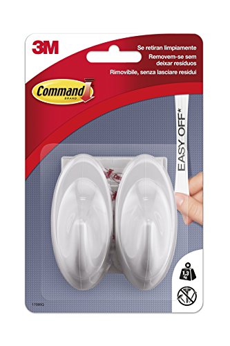 Command UU001563046 Pack de 2 Ganchos medianos, Color Blanco Perla, 2