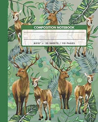 Composition Notebook: Deer And Doe - Animals Exercise Book Journal , Back To School Gifts For Teens Girls Boys Kids Friends Students 8x10" 110 Pages (Animals Composition Notebook)