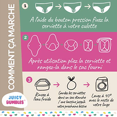 Compresas Lavables de Bambú – Salva eslips & Protecciones de Lencería Reutilizables con Alas – Compresas Absorbentes Lavables - Flujo Ligero/Salva Eslips