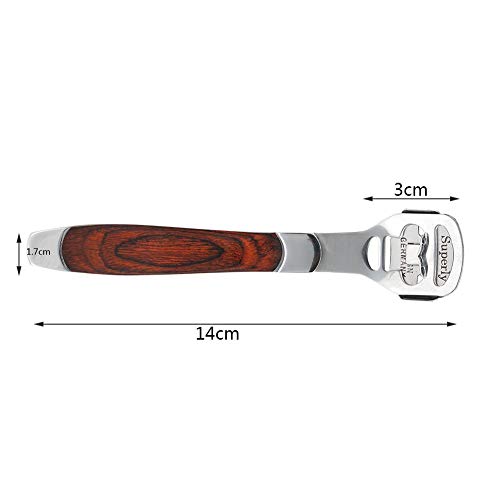 Con raspador de pie con mango de madera, quitaesmaltes de callos de acero inoxidable portátil para eliminar callos y eliminar las células muertas de la piel.