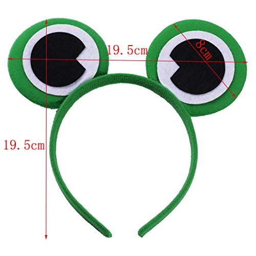 Conjunto de 12 Mickey Minnie Rana Verde Diademas para cumpleaños Fiestas de Halloween Mamá Niños Niñas Accesorios para el cabello Sombrero de orejas de ratón precioso Decoraciones (Rana Verde)