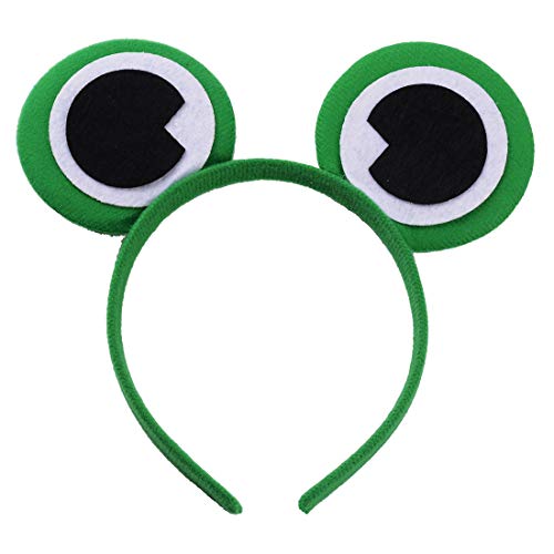 Conjunto de 12 Mickey Minnie Rana Verde Diademas para cumpleaños Fiestas de Halloween Mamá Niños Niñas Accesorios para el cabello Sombrero de orejas de ratón precioso Decoraciones (Rana Verde)