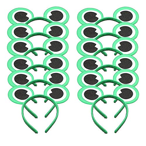 Conjunto de 12 Mickey Minnie Rana Verde Diademas para cumpleaños Fiestas de Halloween Mamá Niños Niñas Accesorios para el cabello Sombrero de orejas de ratón precioso Decoraciones (Rana Verde)