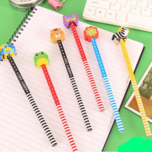 Conjunto de lápices con goma de borrar Syoo, 30 unidades, dureza HB, obsequios o regalos para cumpleaños, fiestas, escuela, colores al azar