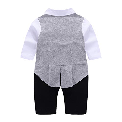 Conjuntos Bebé NiñO,JiaMeng Gentleman Bowtie a Cuadros Swallowtail Romper Mono Trajes Bebé Conjuntos Moda Camisa + Pantalones