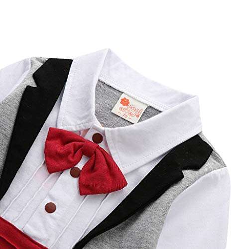 Conjuntos Bebé NiñO,JiaMeng Gentleman Bowtie a Cuadros Swallowtail Romper Mono Trajes Bebé Conjuntos Moda Camisa + Pantalones