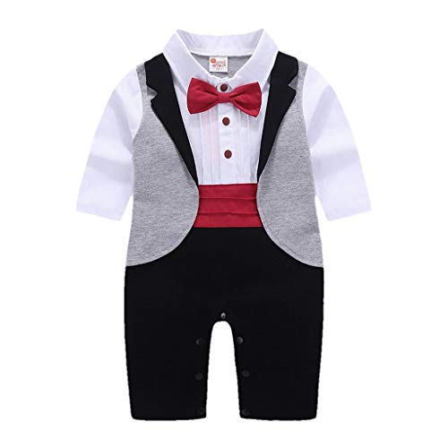 Conjuntos Bebé NiñO,JiaMeng Gentleman Bowtie a Cuadros Swallowtail Romper Mono Trajes Bebé Conjuntos Moda Camisa + Pantalones