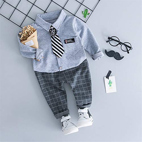 Conjuntos de Ropa de Invierno,JiaMeng Baby Gentleman T-Shirt Pantalones a Cuadros Pantalones Trajes de Corbata Conjunto Bebé niño Tops + Pantalones Ropa Conjuntos