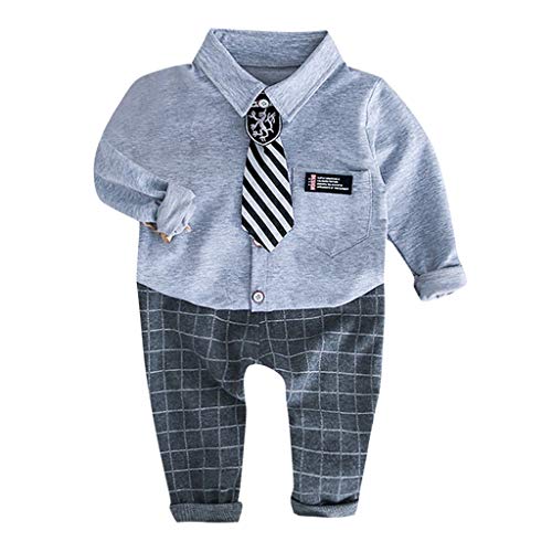 Conjuntos de Ropa de Invierno,JiaMeng Baby Gentleman T-Shirt Pantalones a Cuadros Pantalones Trajes de Corbata Conjunto Bebé niño Tops + Pantalones Ropa Conjuntos