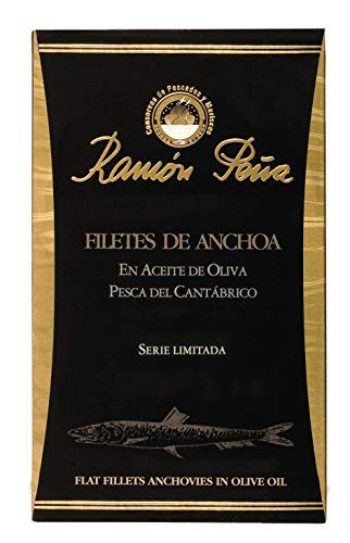 Conservas de Pescados y Mariscos Ramòn Pena Filetti di acciughe del Cantabrico in esclusivo olio di pesce in scatola artigianale - 1 x 85 grammi (peso sgocciolato 1 x 50 grammi)