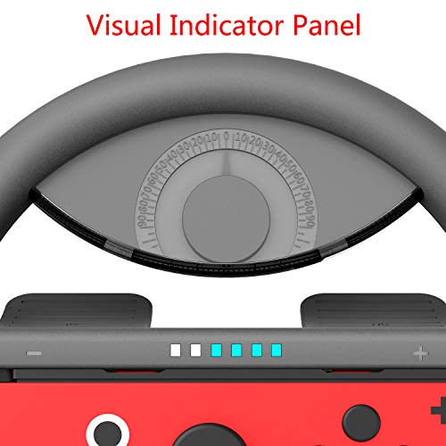 COODIO Volante y Grip Switch Joy-Con, Switch Joy-Con Racing Wheel Volante, Mandos Grip Joy-Con para Mario Kart Juegos / Joy-Con Mandos Nintendo Switch, Gris (Pack de 4 Deluxe)