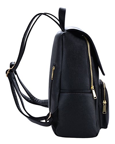 Coofit Mochilas Mujer, Mochila Negra Mujer Casual Bolsos para Mujer Mochila de Mujer Mochila de Cuero de Mujer Negra Bolsos Mochila de Mujeres Escolares