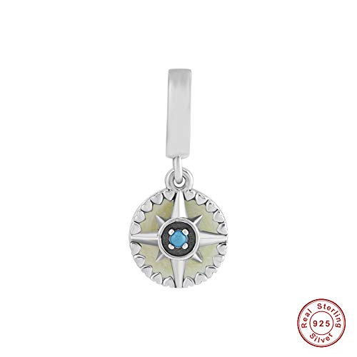 COOLTASTE 2018 Brújula de verano rosa colgante plata 925 esmalte & cian azul cristal DIY se adapta para pulseras originales Pandora encanto joyería de moda