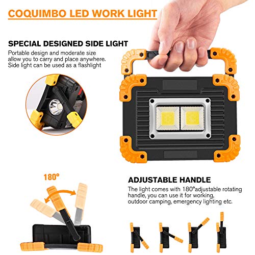 Coquimb Focos LED Exterior,luz Camping 20W 4 Modos Proyector LED Impermeable Para Reparación de Automóviles, Camping, Senderismo Y Uso de Emergencia