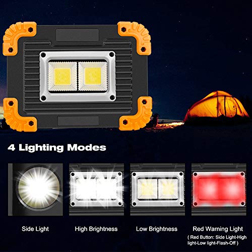 Coquimb Focos LED Exterior,luz Camping 20W 4 Modos Proyector LED Impermeable Para Reparación de Automóviles, Camping, Senderismo Y Uso de Emergencia