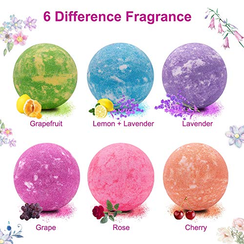 Coquimbo 6 Piezas Bombas de Baño, Set de Regalo de Bomba de Baño de con Aceites Esenciales Naturales, Manteca de Karité, Sal Marina, Efervescentes de Burbujas SPA para Niños, Mujeres, Mamá, Novia