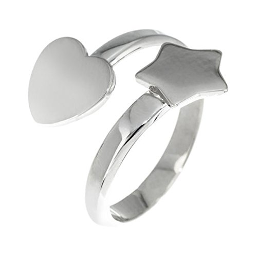 Córdoba Jewels | Anillo en Plata de Ley 925 bañada en rodio. Diseño Duo Heart & Star