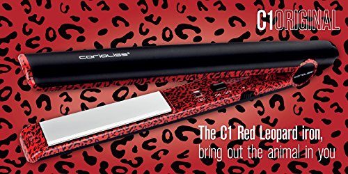Corioliss C1 - Plancha de pelo profesional, tecnología de titanio, diseno de leopardo, color rojo