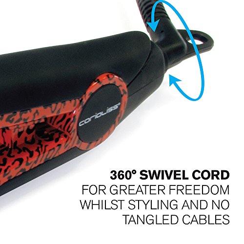 Corioliss C1 - Plancha de pelo profesional, tecnología de titanio, diseno de leopardo, color rojo