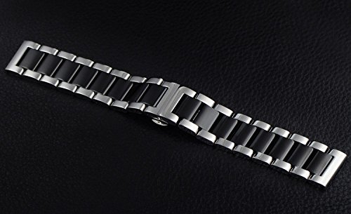 Correa de Reloj de 22 mm de Gama Alta de Acero Inoxidable de Doble Tono Plata y Negro