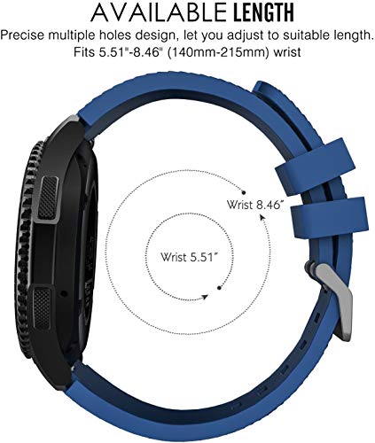 Correa de Reloj de Silicona Suave Compatible con Galaxy Watch 46mm / Gear Live/Gear S3 Classic/Gear S3 Frontier, Repuesto Ideal (22mm, Azul Medianoche)
