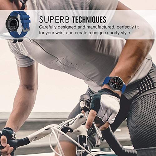 Correa de Reloj de Silicona Suave Compatible con Galaxy Watch 46mm / Gear Live/Gear S3 Classic/Gear S3 Frontier, Repuesto Ideal (22mm, Azul Medianoche)