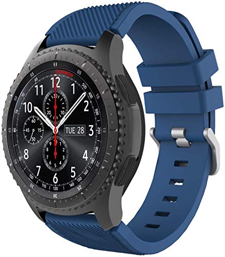 Correa de Reloj de Silicona Suave Compatible con Galaxy Watch 46mm / Gear Live/Gear S3 Classic/Gear S3 Frontier, Repuesto Ideal (22mm, Azul Medianoche)