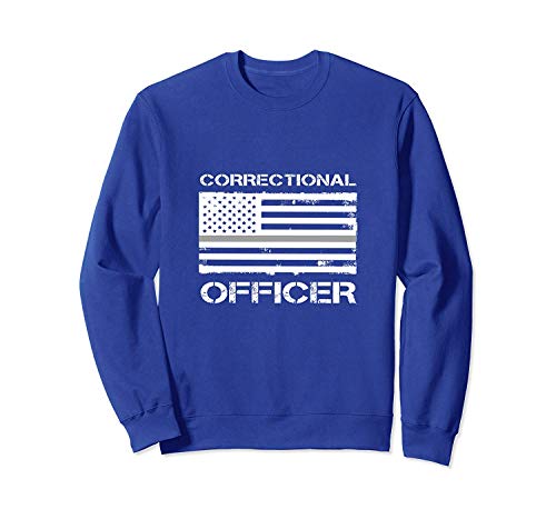 Correctional Officer Thin SIL.Ver Line US American Flag Sweatshirt Front Print Sweatshirt For Men and Woman