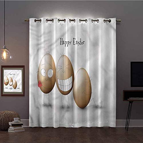 Cortinas Aishare Store, cortinas de ventana de 213 cm de largo, para Pascua, huevos de estilo garabato, cortinas opacas aislantes para habitación (2 paneles)