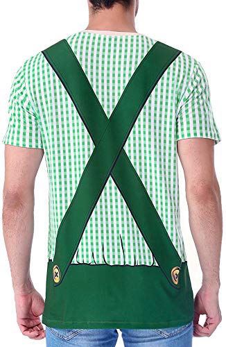 COSAVOROCK Disfraz de Bávaro Alemán Oktoberfest para Hombre Camiseta Lederhose (M, Verde)