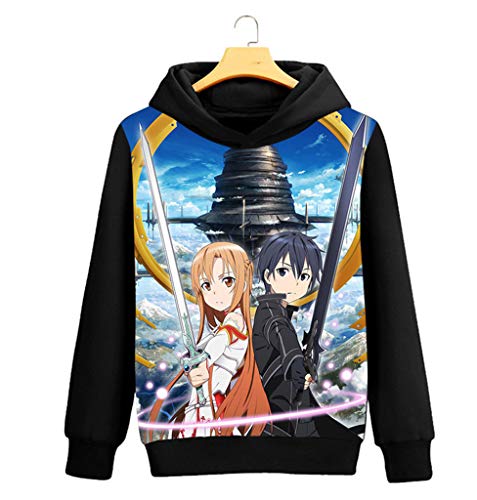 Cosstars Sword Art Online Sao Anime Pullover Sudaderas con Capucha Cosplay Disfraz Hoodie Sweatshirt Outwear Abrigo Suéter Negro 10 XL