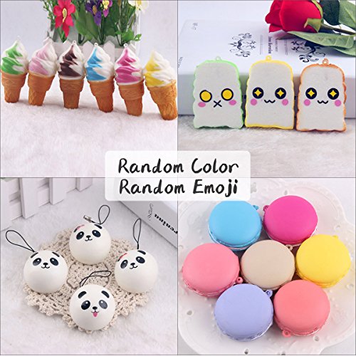 Cosy Life 15 Piezas Squishy Kawaii, Juguetes Hinchado Lento de Squishies llaveros teléfono Cadena alimentaria Correas Accesorios Adornos