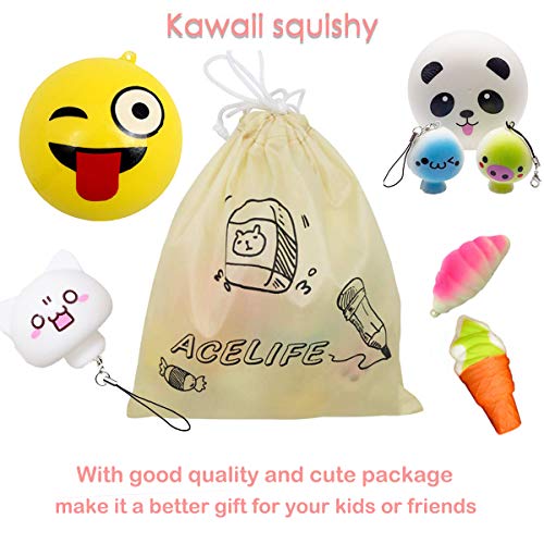 Cosy Life 15 Piezas Squishy Kawaii, Juguetes Hinchado Lento de Squishies llaveros teléfono Cadena alimentaria Correas Accesorios Adornos