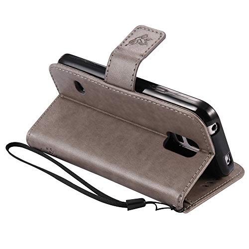 COTDINFOR Samsung Galaxy S5 Mini Funda Mujer Chica Elegante Suave PU Cuero Flip Cuero Billetera Estuche Cárcasa Case Protectora para Samsung S5 Mini Gray Wishing Tree with Diamond KT.