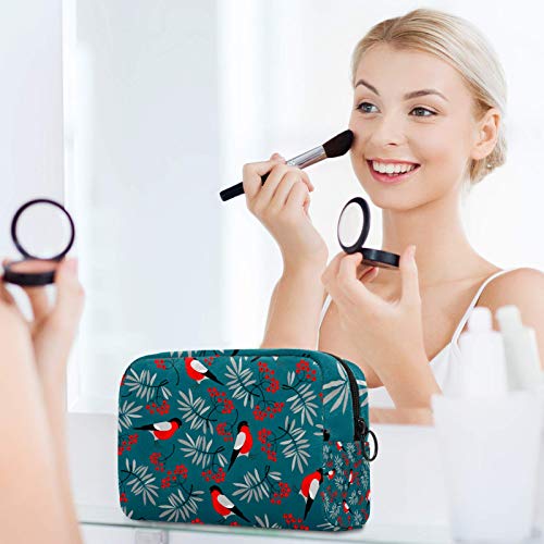 Cowfinch hoja de ceniza y bayas cosmética bolsa organizador de cosméticos bolsa para mujeres cremallera función bolsa de viaje bolsa de maquillaje bolsa de lavado bolsa de aseo