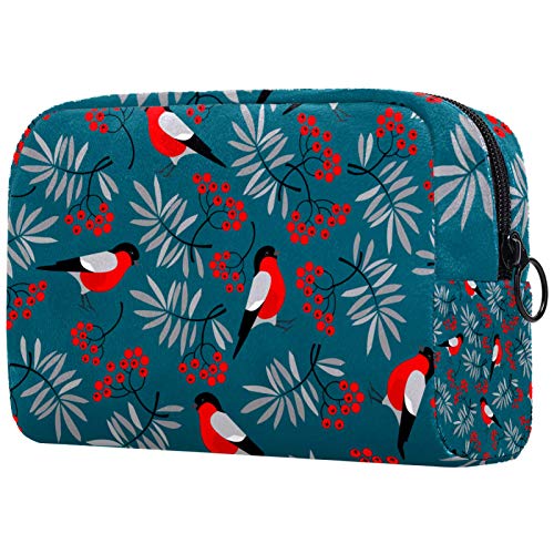 Cowfinch hoja de ceniza y bayas cosmética bolsa organizador de cosméticos bolsa para mujeres cremallera función bolsa de viaje bolsa de maquillaje bolsa de lavado bolsa de aseo