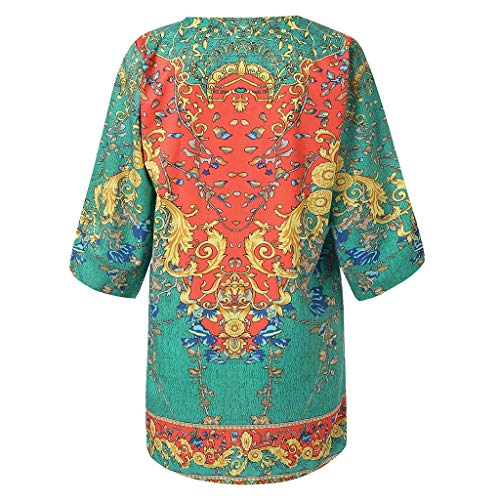 COZOCO Vestido de Verano para Mujer con Estampado Retro Boho Cuello Redondo sin Mangas Camisa de Verano Camiseta para Mujer Ropa de Mujer（Verde，M）