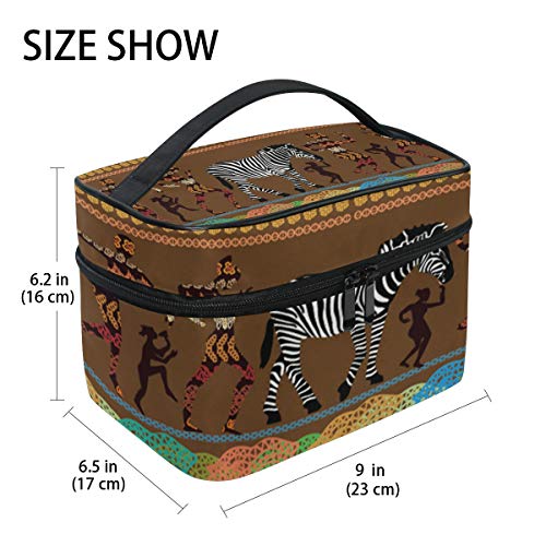 CPYang Bolsa de maquillaje de viaje tribal africana mujer cebra portátil cosmética caso organizador neceser bolsa de maquillaje tren caso para mujeres niñas