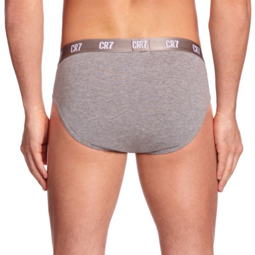 CR7 CRISTIANO RONALDO Underwear Brief-Slip 3er Pack Calzoncillo, Hombre, Gris, XL